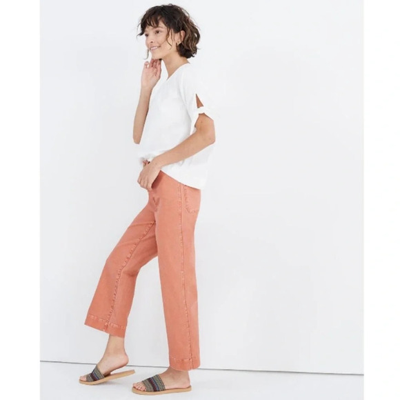 Madewell Slim Emmett‎ Wide-Leg Crop Pants in Sweet Dahlia Size 25 - Picture 2 of 12